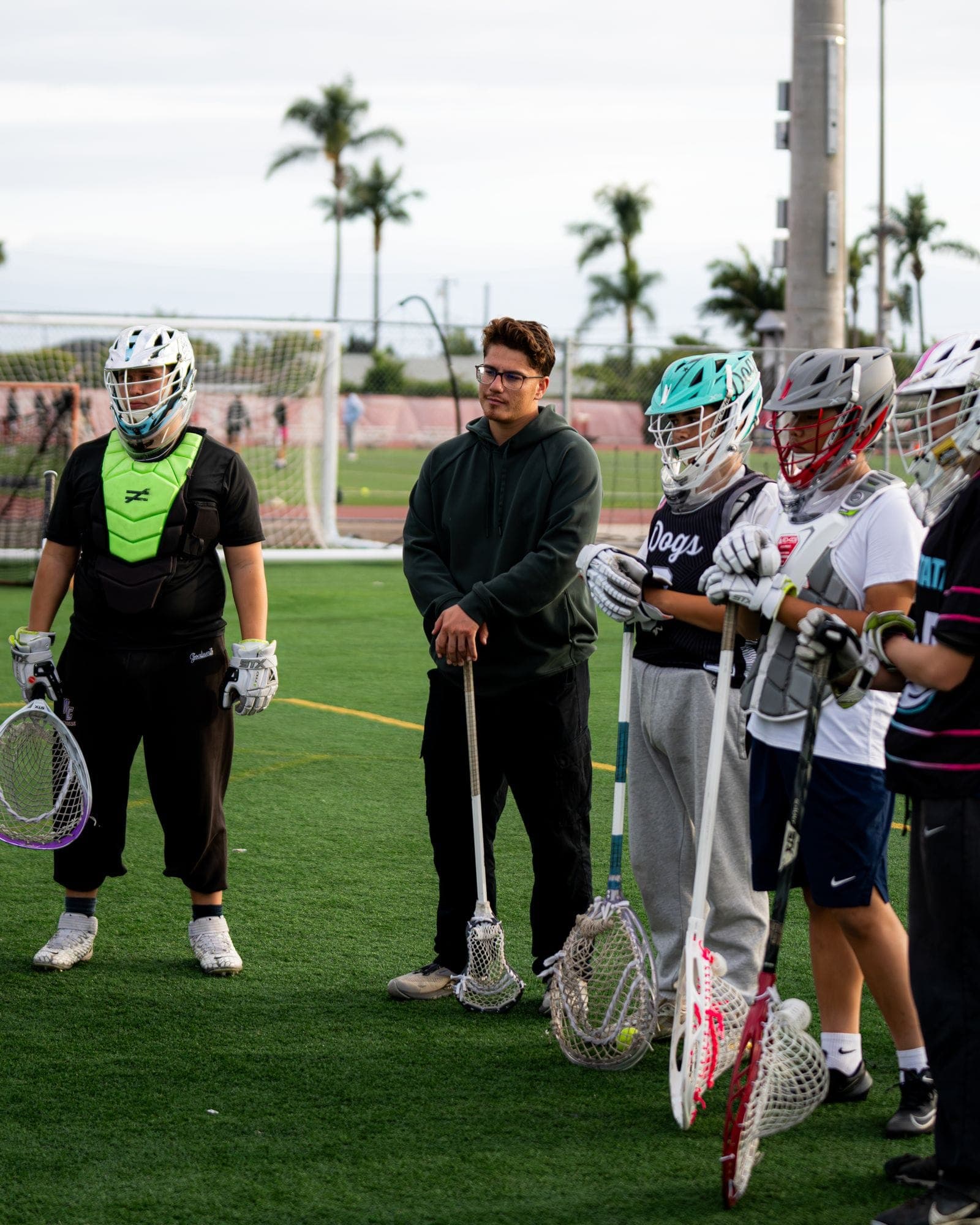 Lacrosse goalie making a save at a Crease Coach training session
